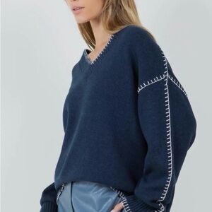 NWT WhiteRoom and Cactus Navy Blue | oversized trim Detail sweater
